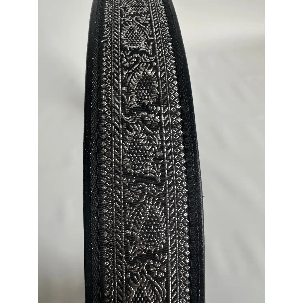 Men's Black Western Belt Silver Tone‎ Ornate Horseshoe Buckle Size 42 Mexico